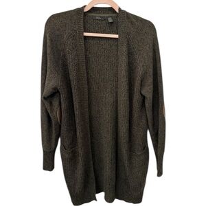 RDI Olive Women's Open Front Cardigan Elbow Patches M